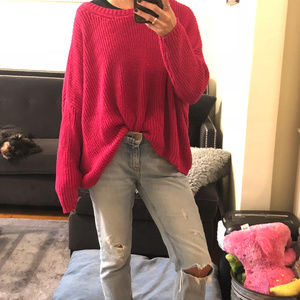 Zara Magenta Oversized Sweater Sz Small